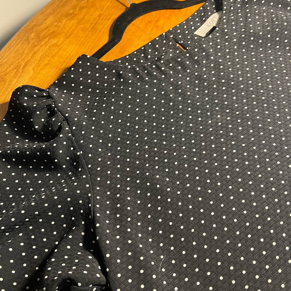 LOFT Black and White Polka Dot Top